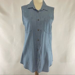 American Eagle Button Down Denim Tank Top Vest Size S